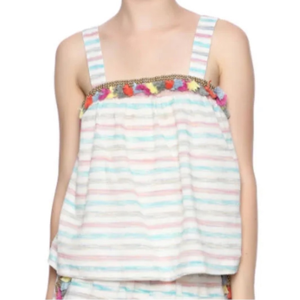 Honey Punch Tassel and Stripe Tank Boho Size S
